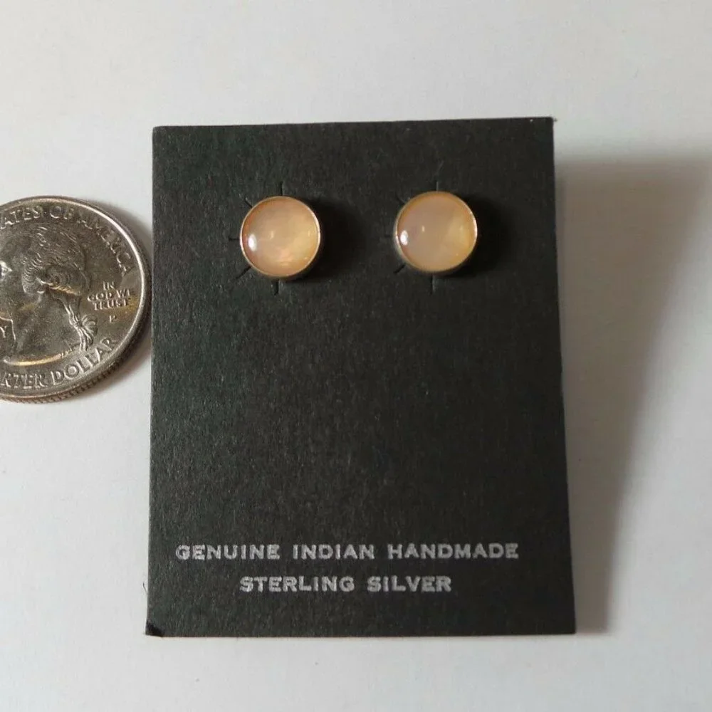 Handmade Indian Sterling Silver Earrings with Cats Eye Gemstone